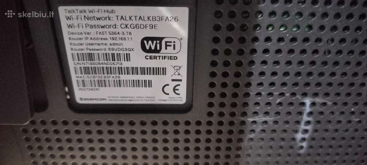 Talktalk maršrutizatorius Sagemcom Fast 5364 5ghz - nuotraukos Nr. 3