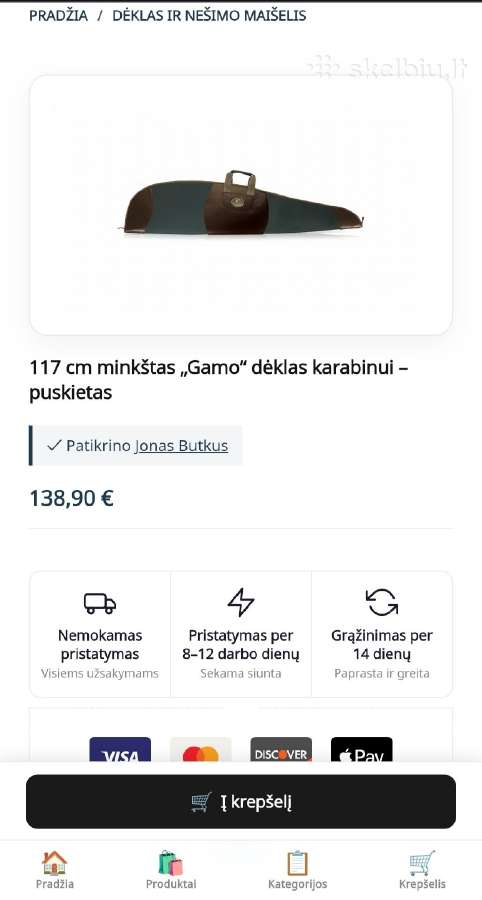 Parduodu 117 cm minkštas „gamo“ dėklas karabinui - nuotraukos Nr. 2