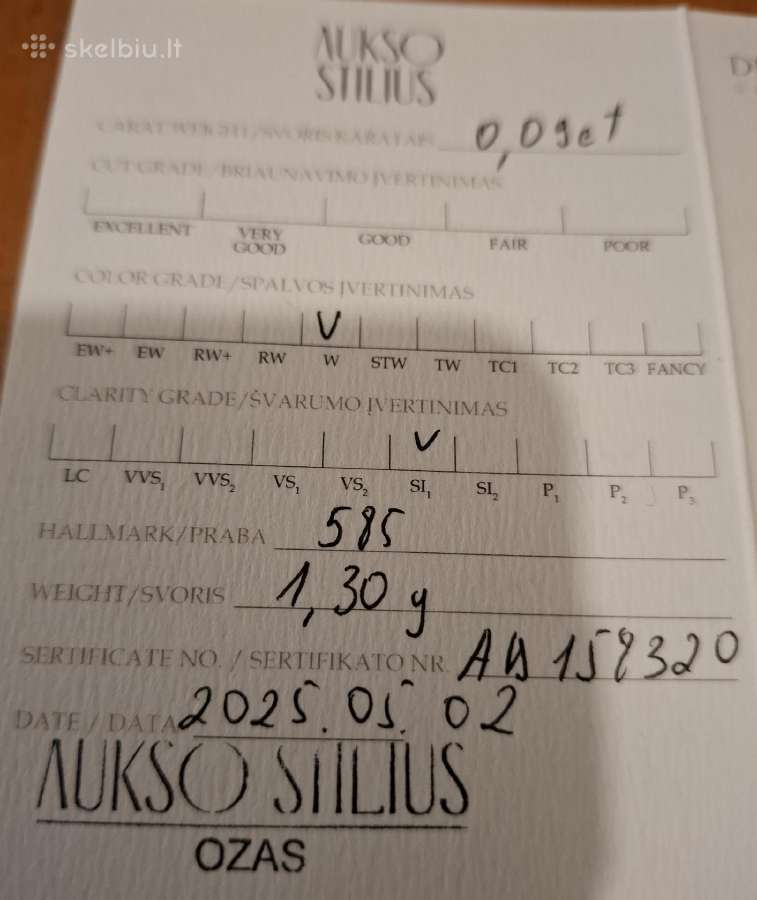 Auksinė grandinėlė su deimantiniu pakabuku - nuotraukos Nr. 2
