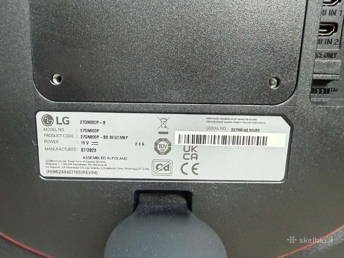 LG Ultragear – 27" Qhd 144 Hz Ips monitorius - nuotraukos Nr. 6