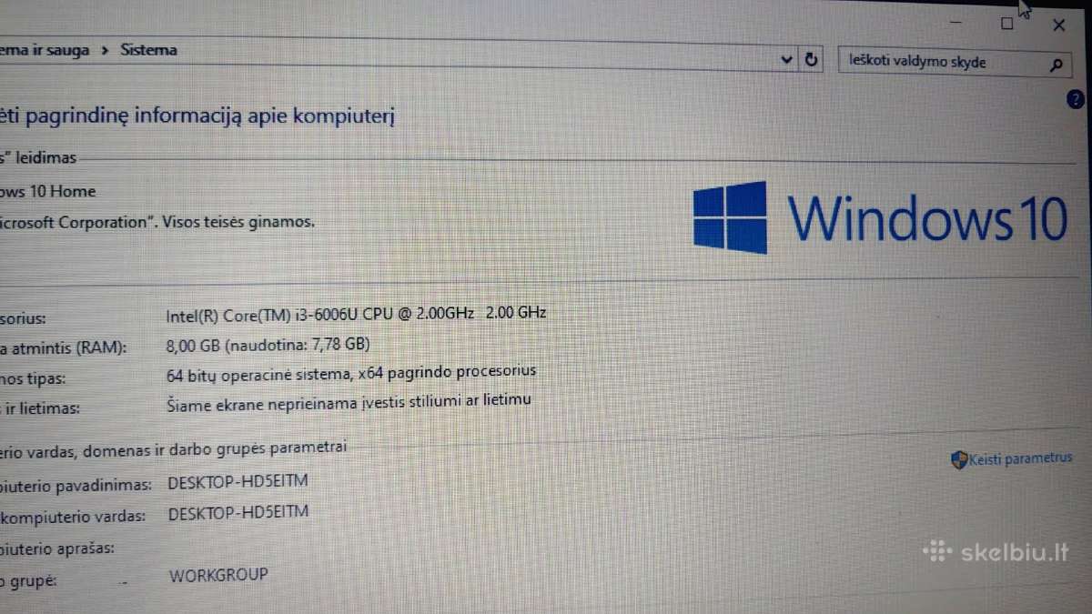 Dell Inspiron 15 i3(6) Win10 8gb RAM 800+120gb SSD - nuotraukos Nr. 7