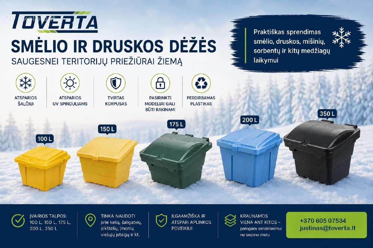 Plastikinės dėžės smėlio/druskos mišiniui žiemai - nuotraukos Nr. 2