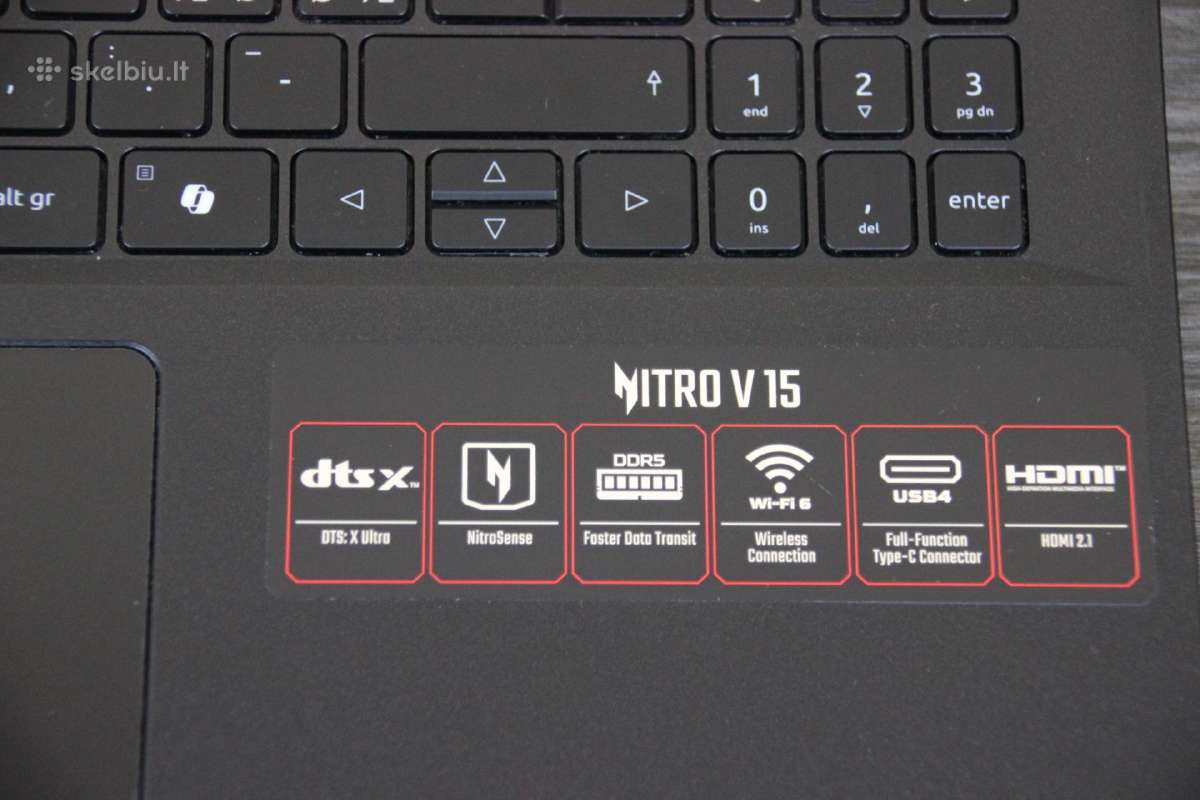 Acer Nitro R7 Rtx 4050 6gb Fhd Ips 165hz ddr5 - nuotraukos Nr. 2