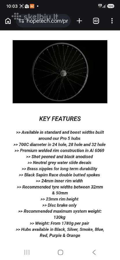 Gravel/bikepacking ratai Hope Rx24 - Pro 5 - nuotraukos Nr. 7