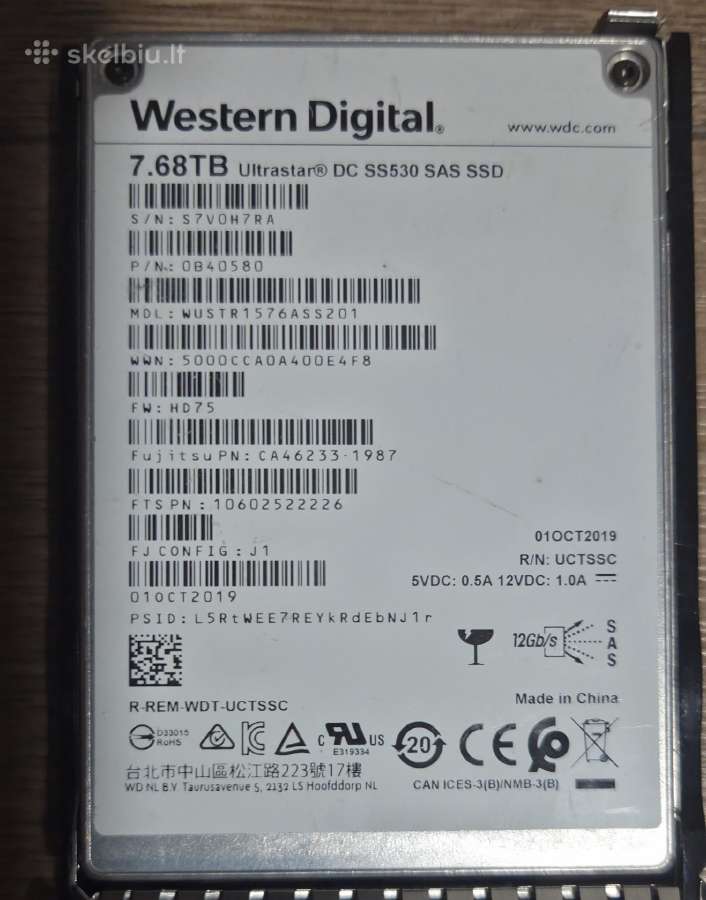U.2 2tb, Sas SSD 7.68tb, 3.6tb 12gb/s, 800gb,400gb - nuotraukos Nr. 6