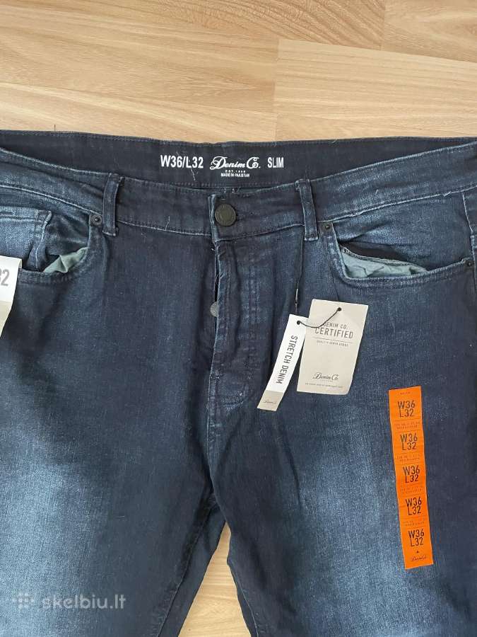 Nauji Denim Co tamsiai melyni dzinsai XL - nuotraukos Nr. 2