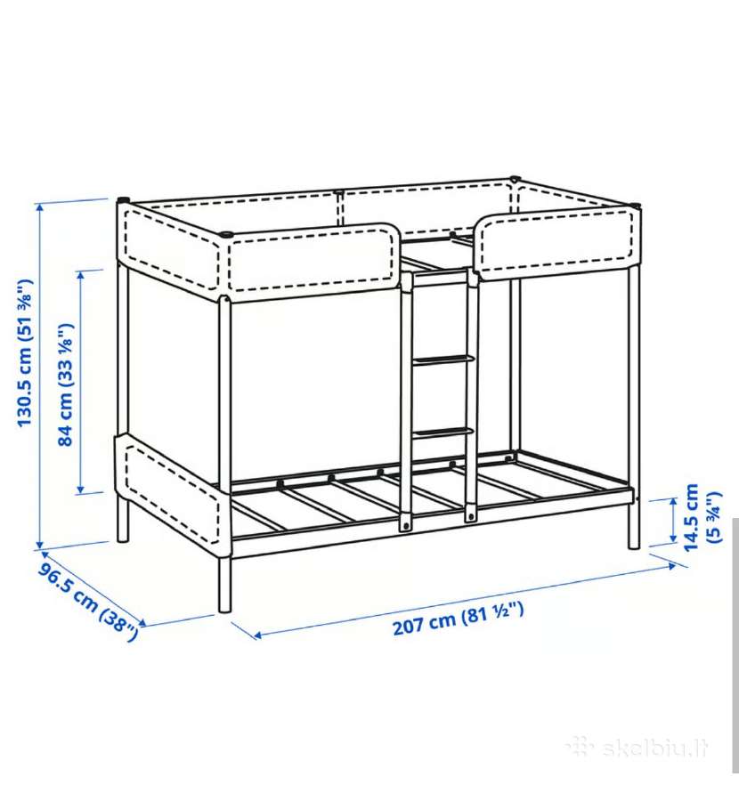 Puikios kokybės Ikea dviaukštė lova Tuffing - nuotraukos Nr. 3