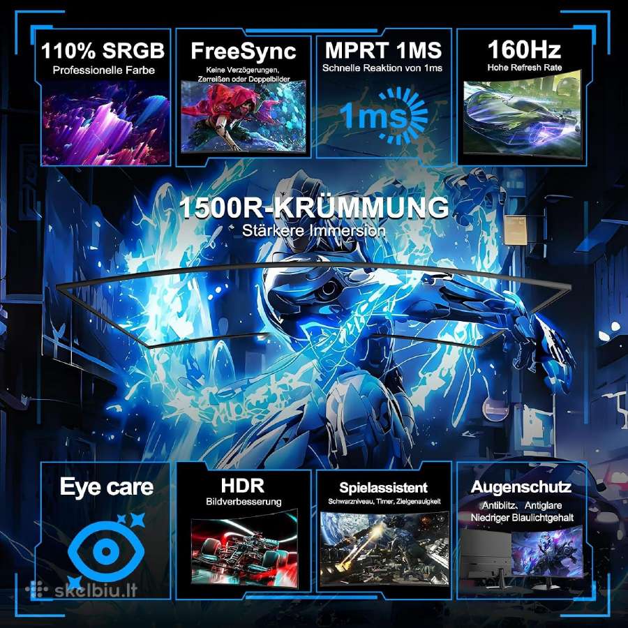 Naujas Lenktas 24" (160hz) Fhd 1 ms Gaming - nuotraukos Nr. 7
