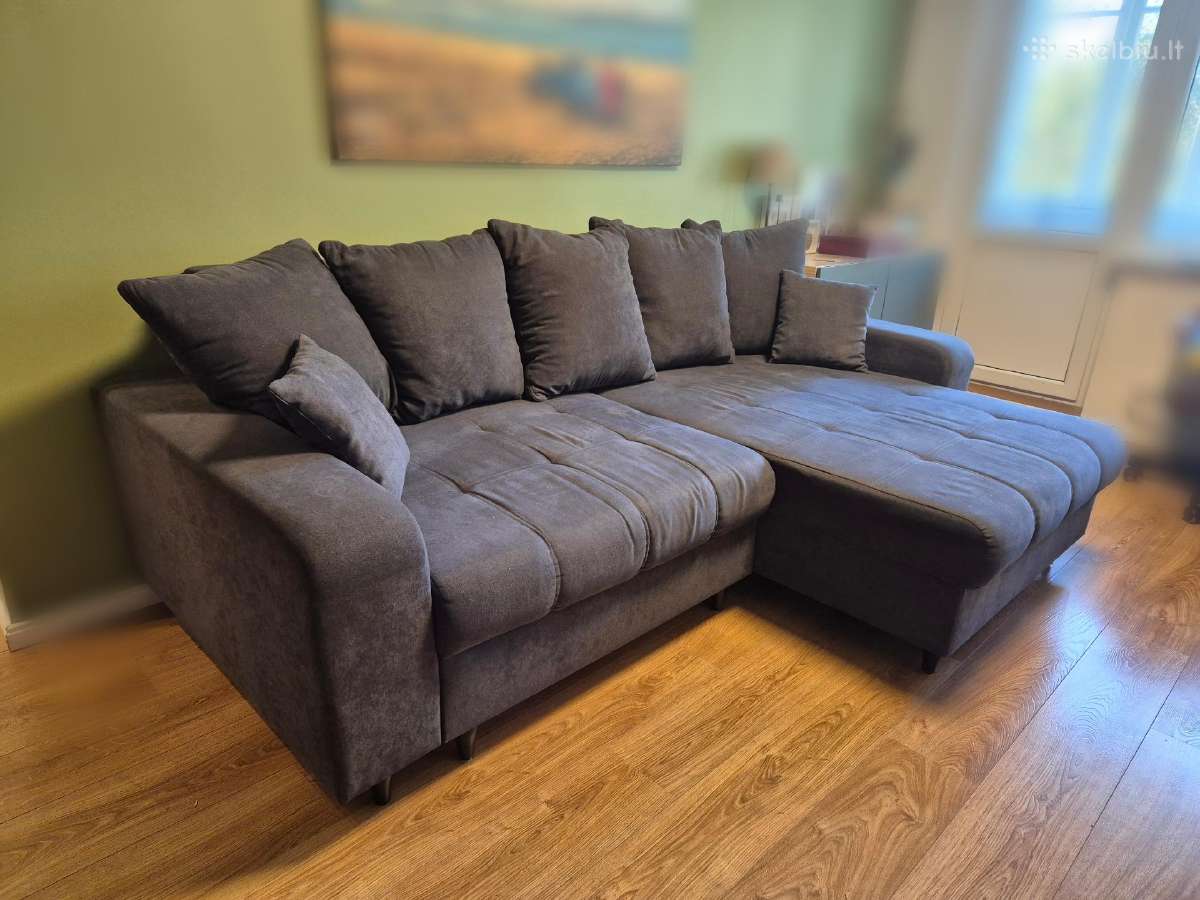 Pilka sofa/lova/kampas - nuotraukos Nr. 2