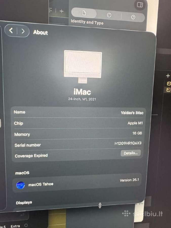 iMac 24 inch M1 2021 8cCCCPu/8cgpu 16gb 512gb SSD - nuotraukos Nr. 4
