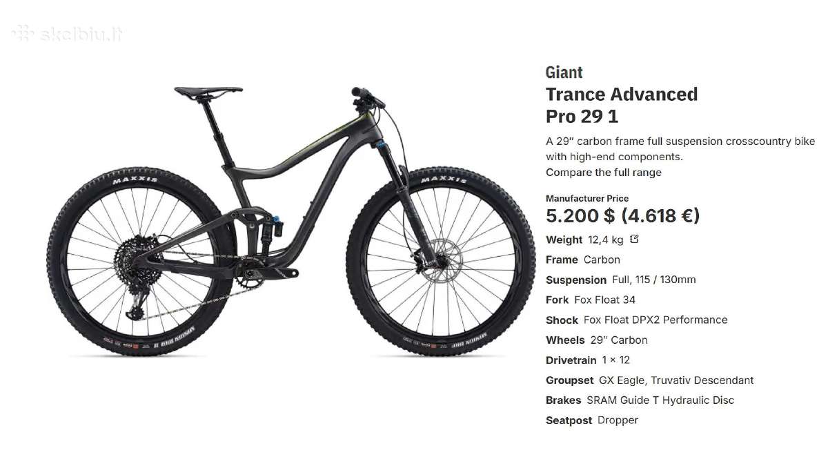 Giant Trance Advanced Pro (XL). Full Carbon, Fox - nuotraukos Nr. 3