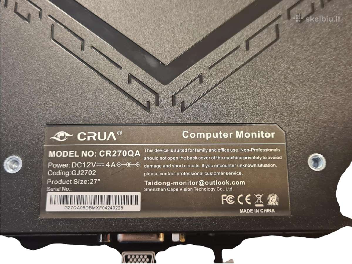 Monitorius Crua Cr270qa 27 Fhd Va 280hz - nuotraukos Nr. 6