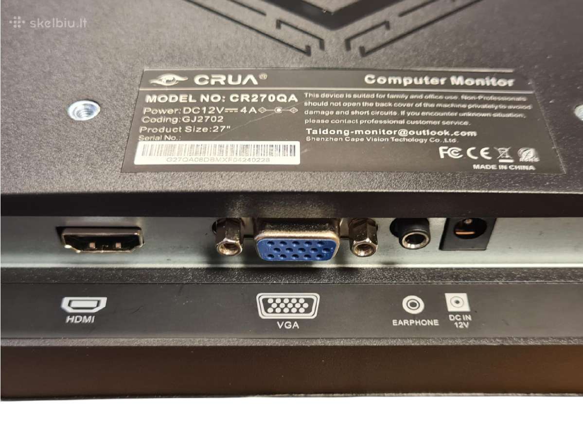 Monitorius Crua Cr270qa 27 Fhd Va 280hz - nuotraukos Nr. 7