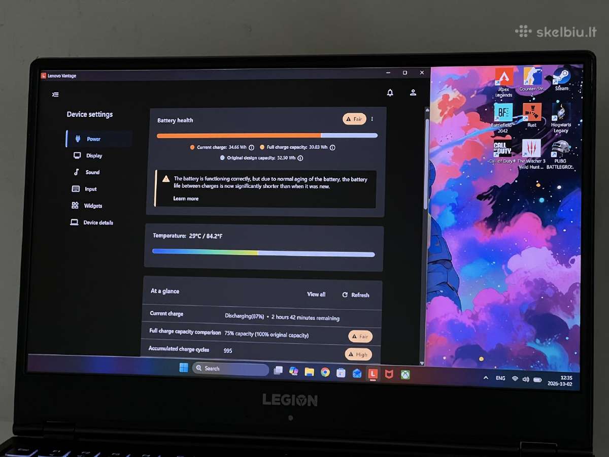 Parduodamas Legion Y540 su Gtx 1650, I5, 16/512gb. - nuotraukos Nr. 10