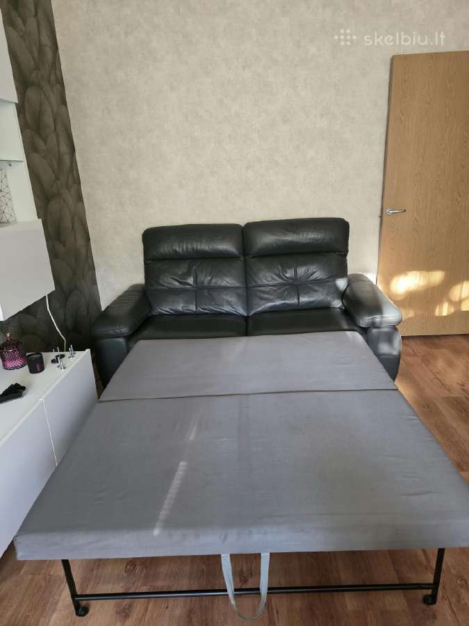 Juoda Odinė Sofa-lova - nuotraukos Nr. 2