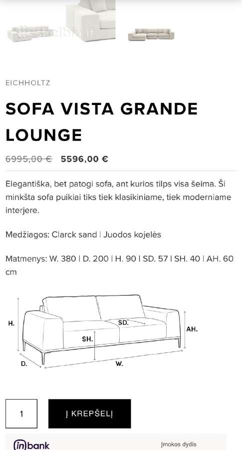Prabangi Eichholtz sofa „Vista Grande Lounge“ - nuotraukos Nr. 2