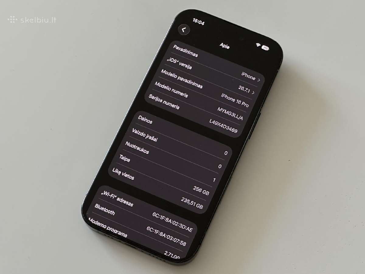 Parduodu iPhone 16 Pro Black Titanium 256gb Esim - nuotraukos Nr. 3