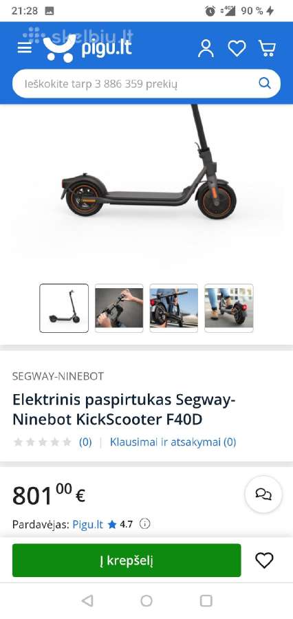 Už puse kainos apinaujas Segway F40, (iki 40km.) - nuotraukos Nr. 3