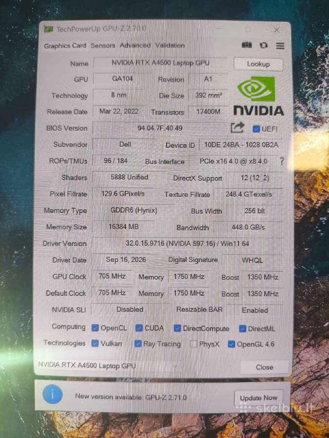 Precision 7670 Oled i7-12850hx 64gb Rtx A4500 16gb - nuotraukos Nr. 7