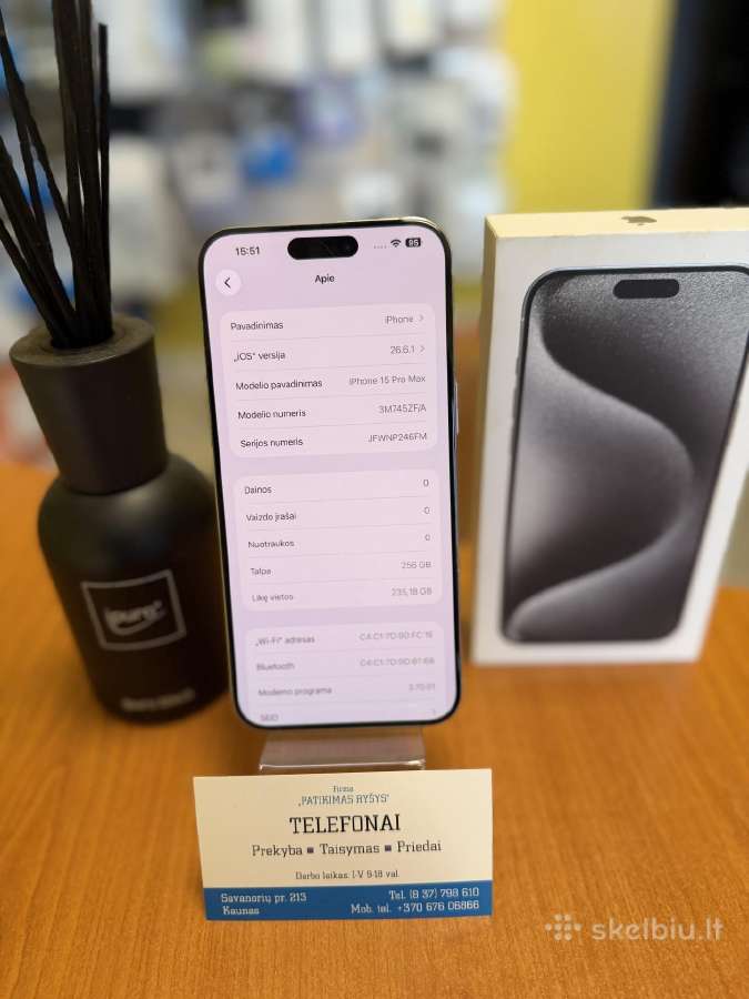 iPhone 15promax 256gb Natural Titan - nuotraukos Nr. 3