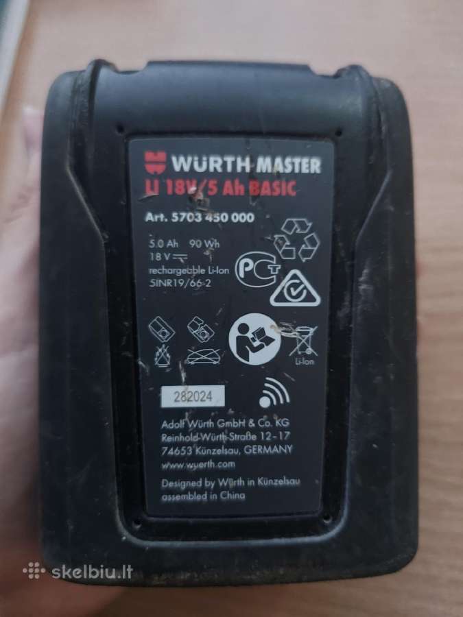 Wurth 18v baterija - nuotraukos Nr. 3
