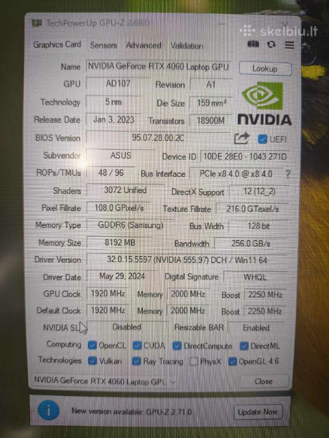 17.3 144hz i7-12700h 32gb 2tb SSD Rtx 4060 8gb - nuotraukos Nr. 6