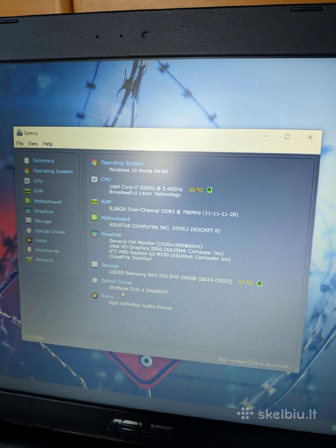 Asus X555l / i7-5500u / 250gb SSD Samsung - nuotraukos Nr. 5