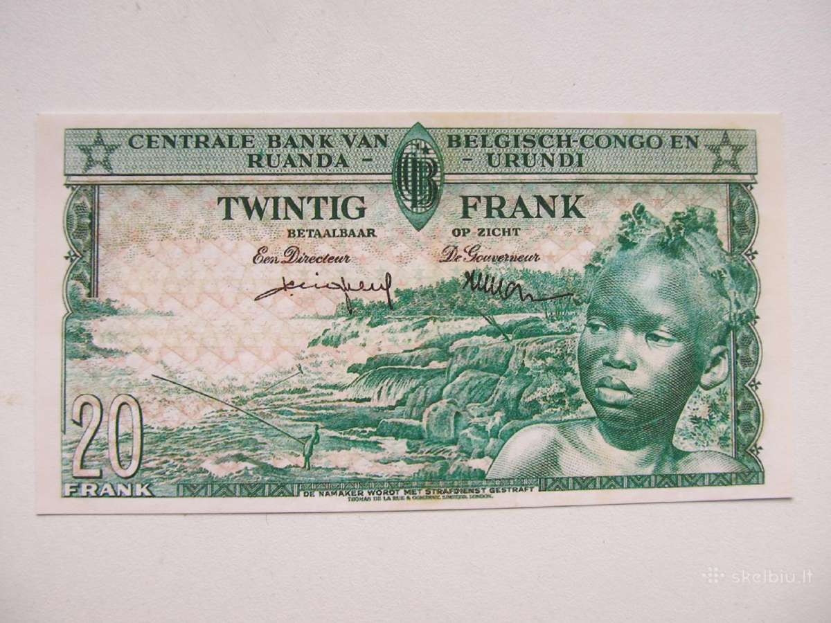 20 franku , Belgijos Kongas , 1957 - nuotraukos Nr. 2