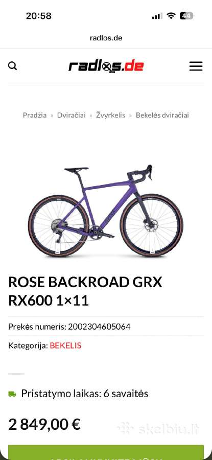 Rose gravel carbon, 55 dydis, 1x11 GRX - nuotraukos Nr. 9