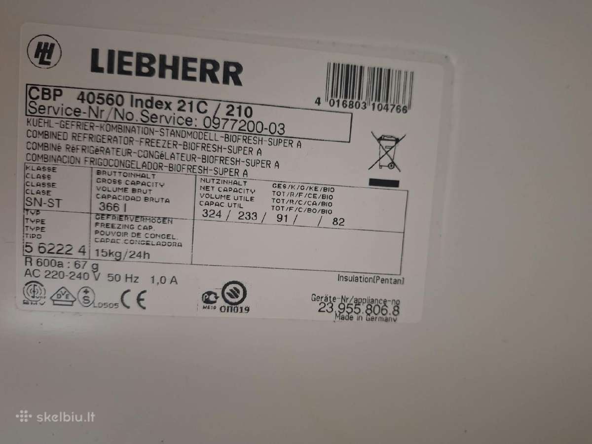 Liebherr Premium Biofresh Cbp 40560 šaldytuvas - nuotraukos Nr. 9