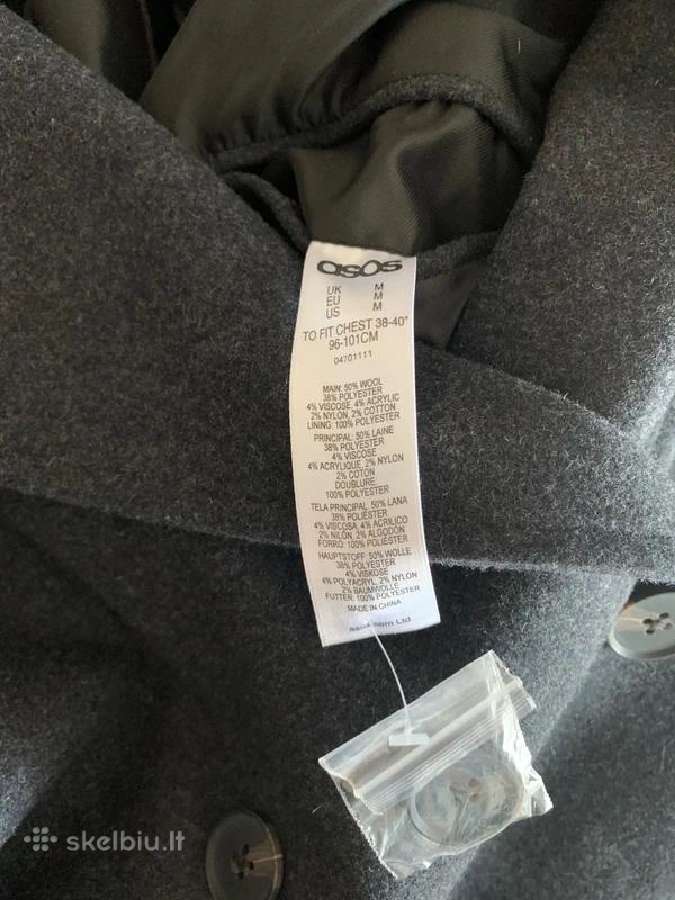 Mėlynai pilkas vyriškas Asos puspaltis su vilna M - nuotraukos Nr. 4