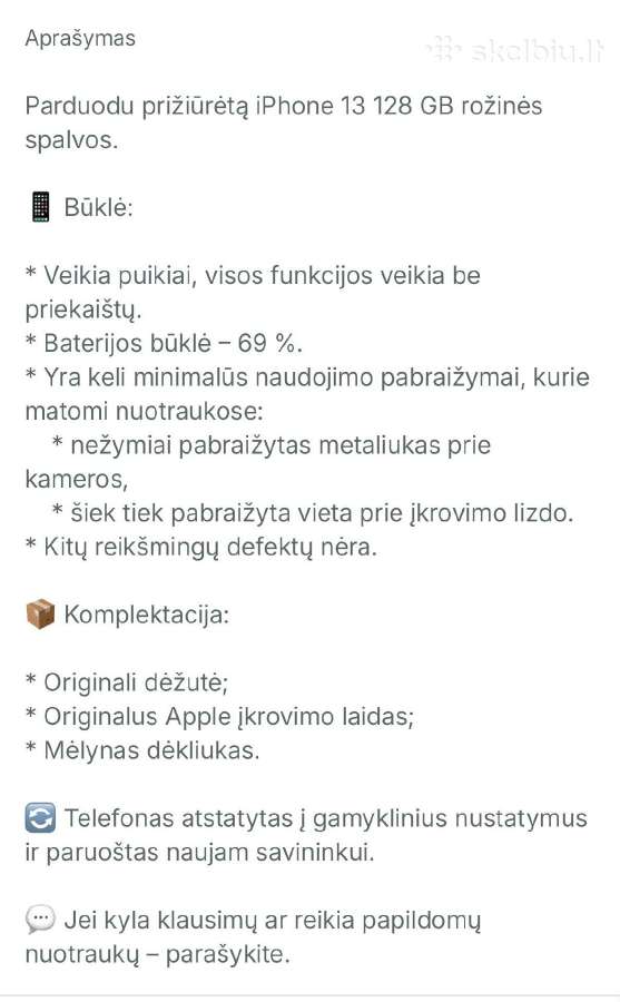 iPhone 13 128gb rožinės spalvos - nuotraukos Nr. 5