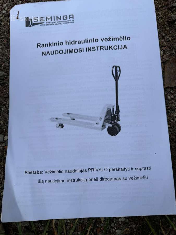 Palečių vežimėlis rankinis hidraulinis Seminga - nuotraukos Nr. 3