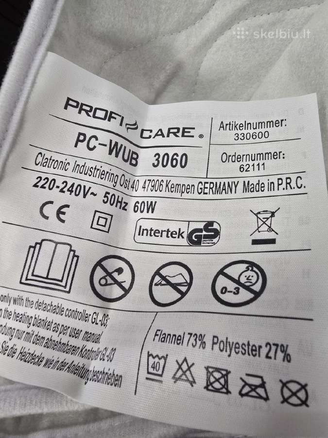 Proficare Pc-wub 3060 šildoma paklodė 70x150 - nuotraukos Nr. 2