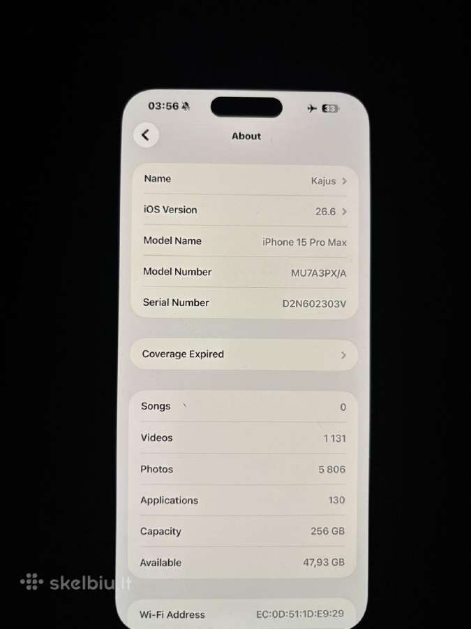 iPhone 15 Pro Max 256 GB - nuotraukos Nr. 3