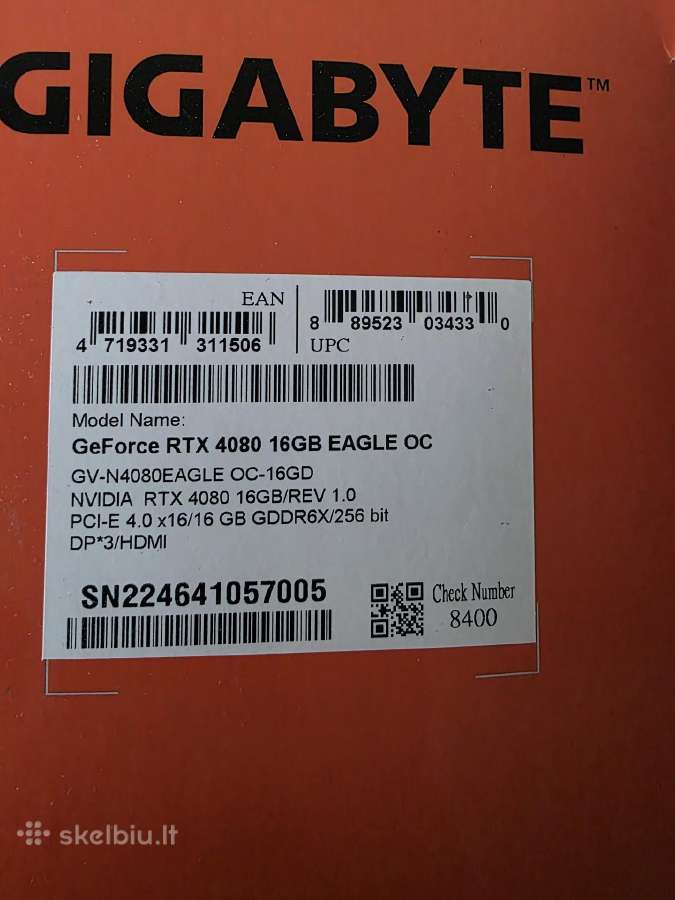 Gigabyte Eagle Oc Rtx 4080 16 GB Gddr6x 256bit - nuotraukos Nr. 2