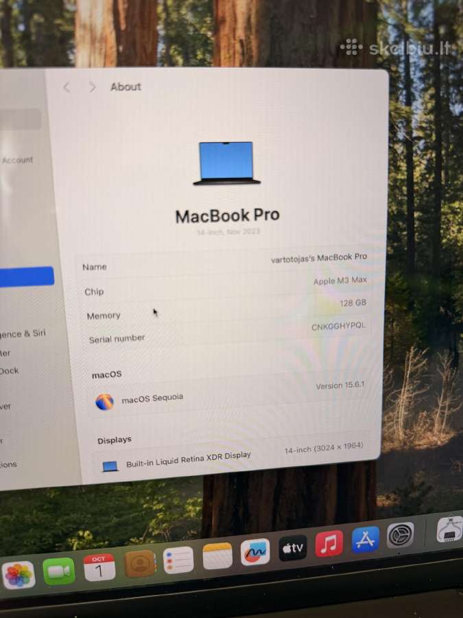 MacBook Pro 14" M3 Max 16c Cpu 128gb, 1tb, 40c Gpu - nuotraukos Nr. 8