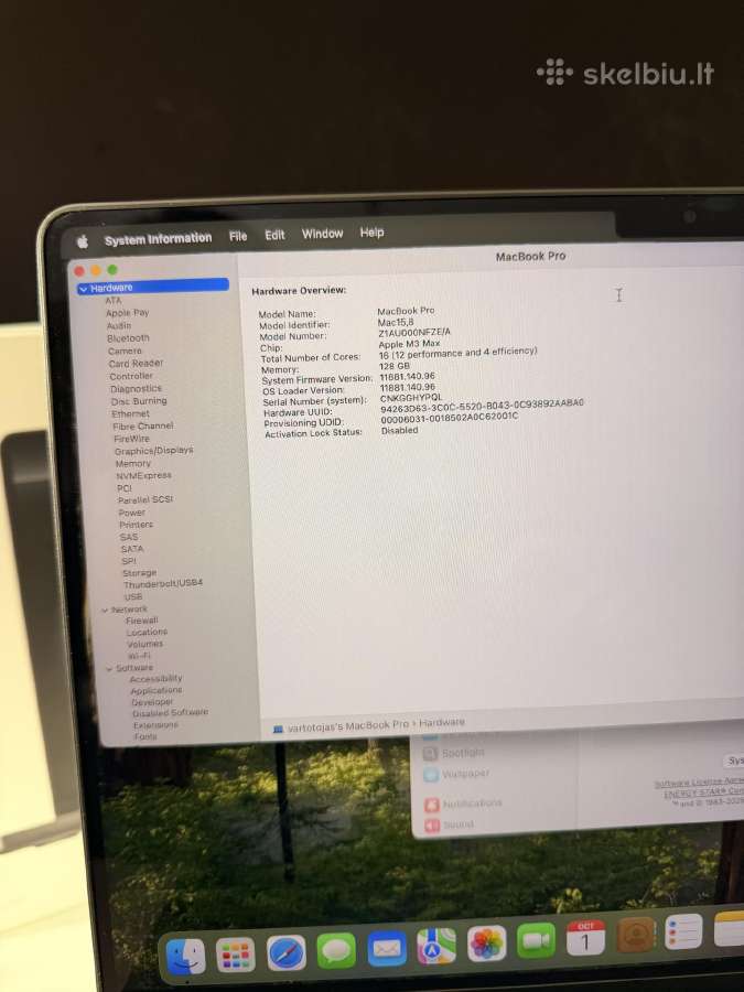 MacBook Pro 14" M3 Max 16c Cpu 128gb, 1tb, 40c Gpu - nuotraukos Nr. 11