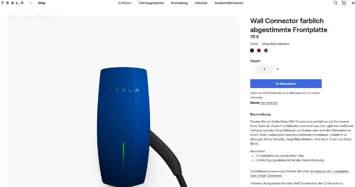 Tesla Wall Connector 3 Glas Stiklas Melynas Naujas - nuotraukos Nr. 4