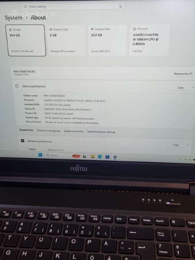 Fujitsu Celsius H7510 i9 Rtx 3000 - nuotraukos Nr. 9