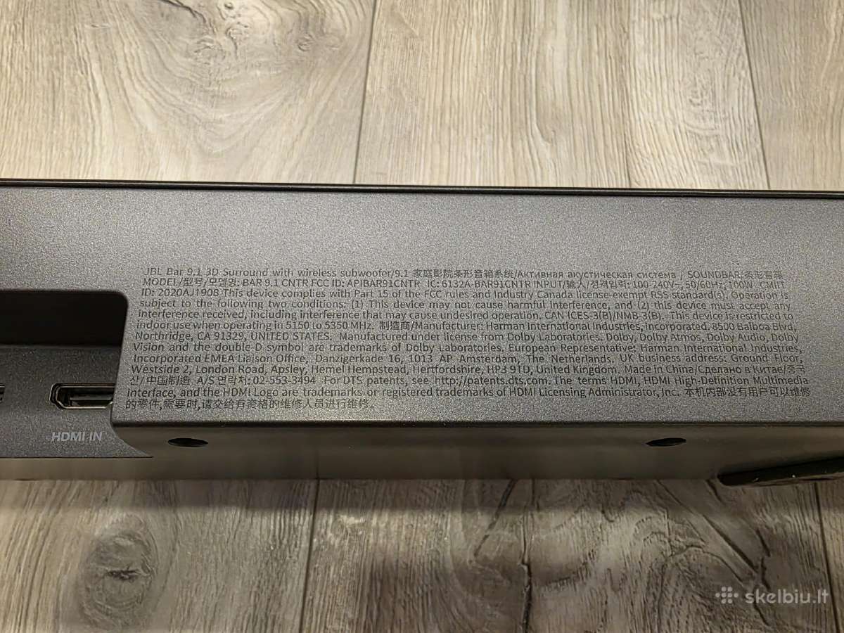 Soundbar sistema Jbl Bar 9.1 Dolby Atmos - nuotraukos Nr. 5