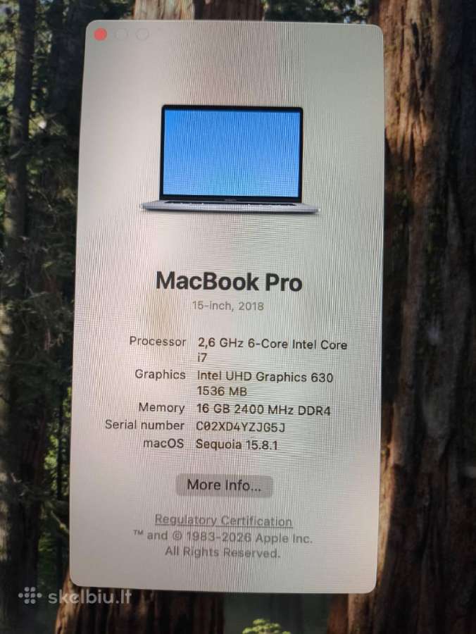 15.4 2880*1800 16gb 500gb Radeon Pro 560x 22% - nuotraukos Nr. 4