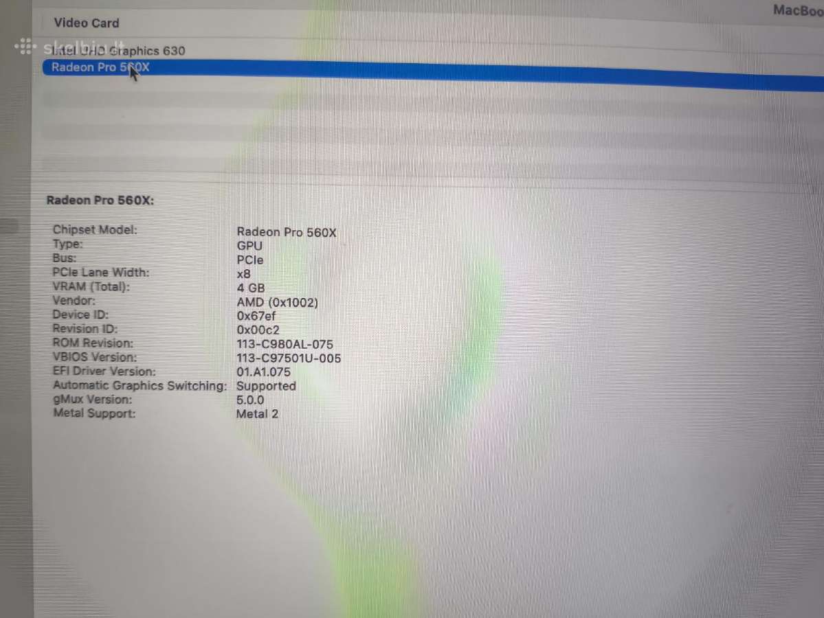 15.4 2880*1800 16gb 500gb Radeon Pro 560x 22% - nuotraukos Nr. 7