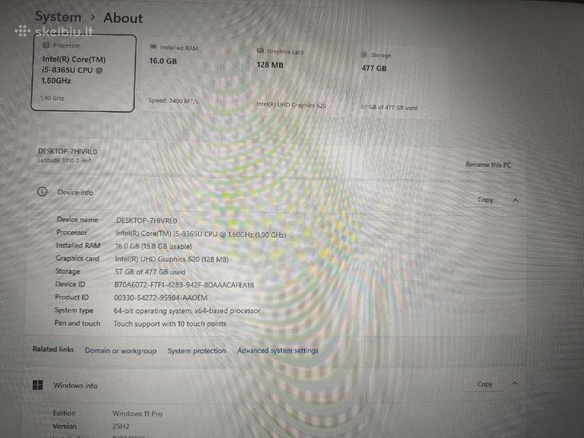 Dell X360 Touch 2 in 1 13.3 i5-8365u 16gb 512gb - nuotraukos Nr. 5