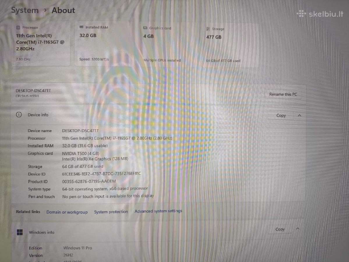 15.6 Fhd Ips i7-1165g7 32gb 512gb T500 4gb 10% - nuotraukos Nr. 4