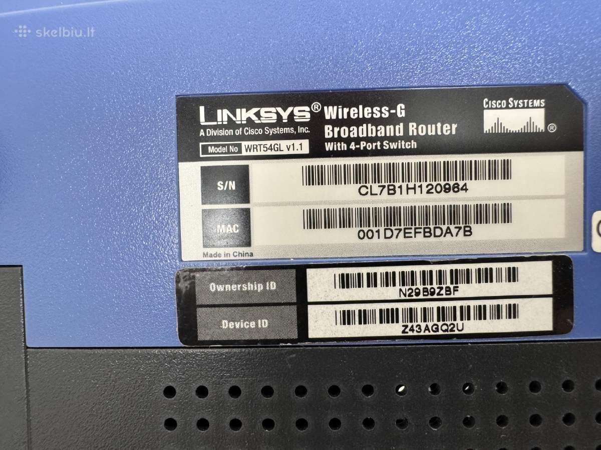 Linksys Wrt54gl maršrutizatorius - nuotraukos Nr. 3