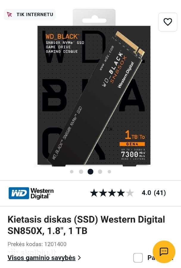 Western Digital Sn850x naujas - nuotraukos Nr. 2