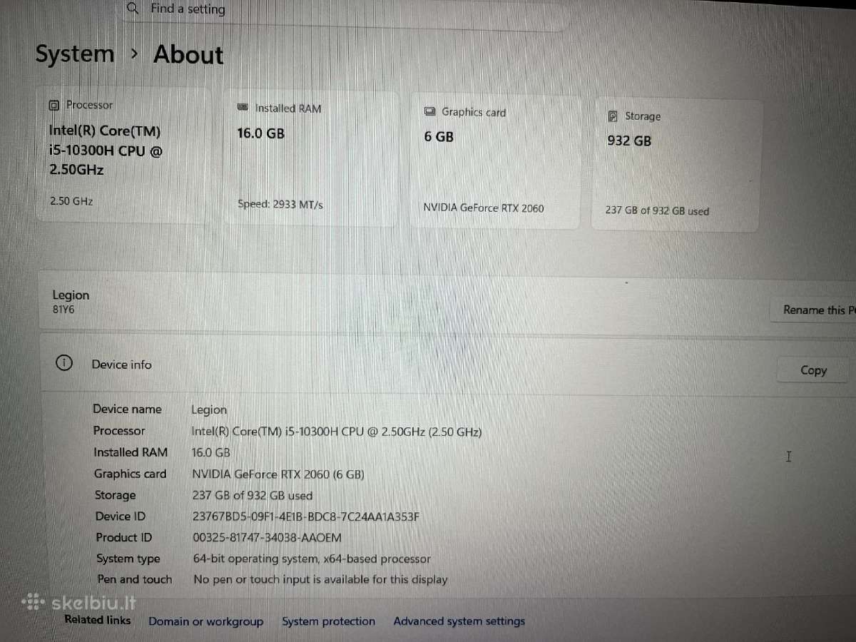Lenovo legion 5 Rtx 2060 - nuotraukos Nr. 10