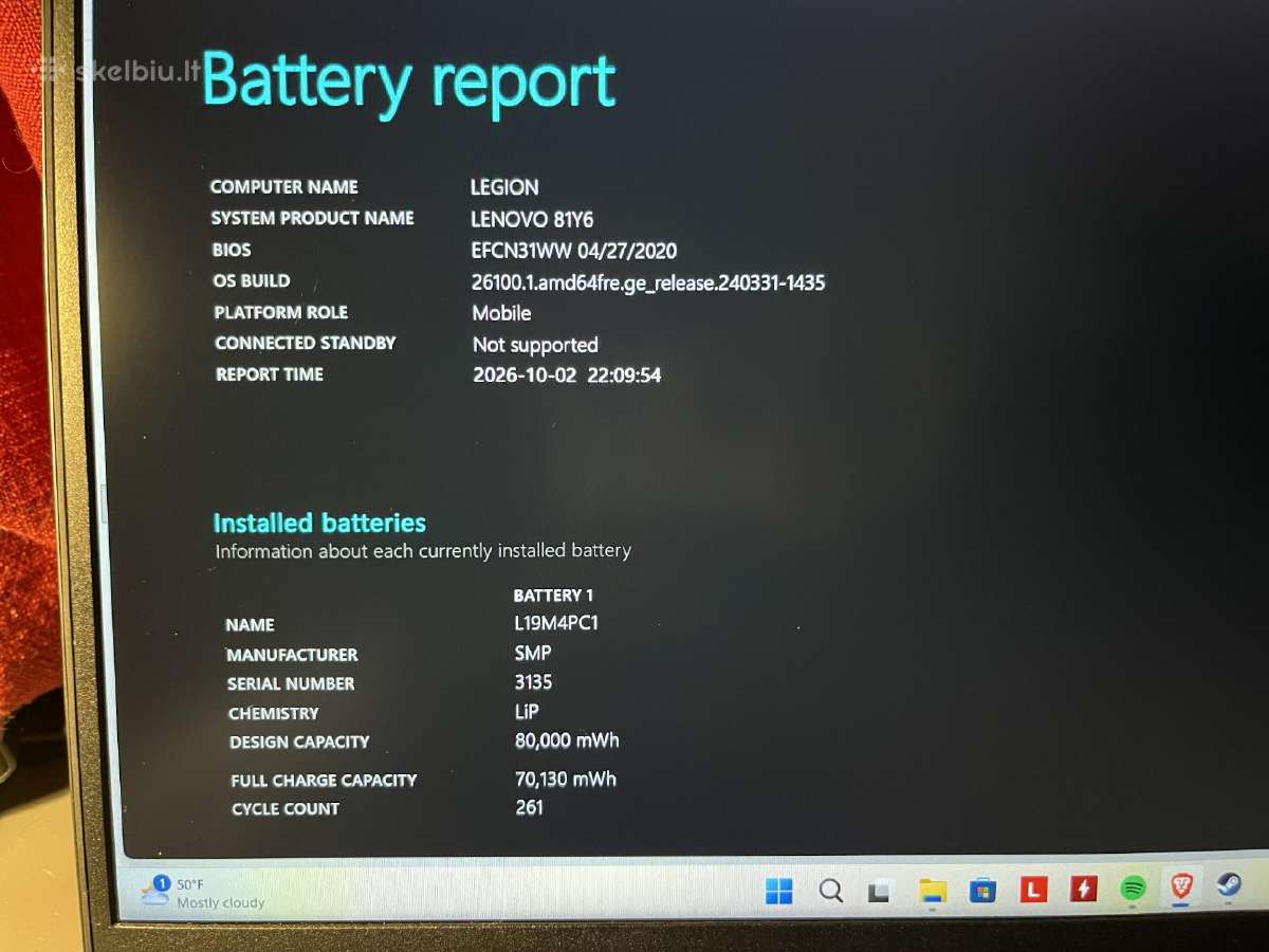 Lenovo legion 5 Rtx 2060 - nuotraukos Nr. 11