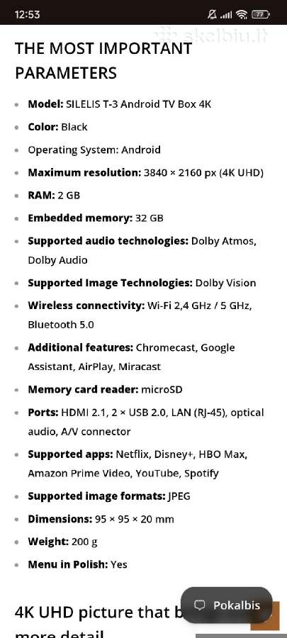 Android TV priedėlis Silelis T-3 (4k) - nuotraukos Nr. 7